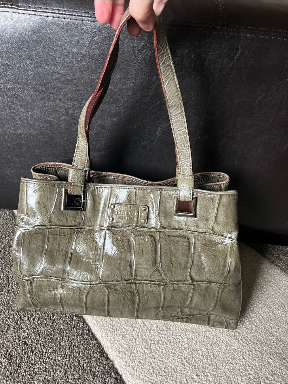 Kate Spade Knightsbridge Madrid Elena Croc Patent Leather Handbag